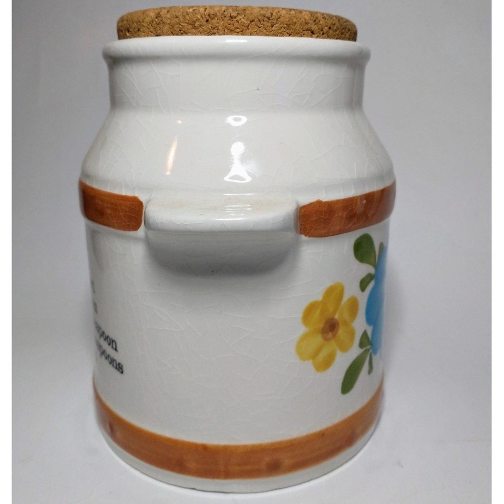 VTG FTD Secla Portugal Ceramic Floral Canister Cork Lid Conversion Chart 7035 - Picture 4 of 7